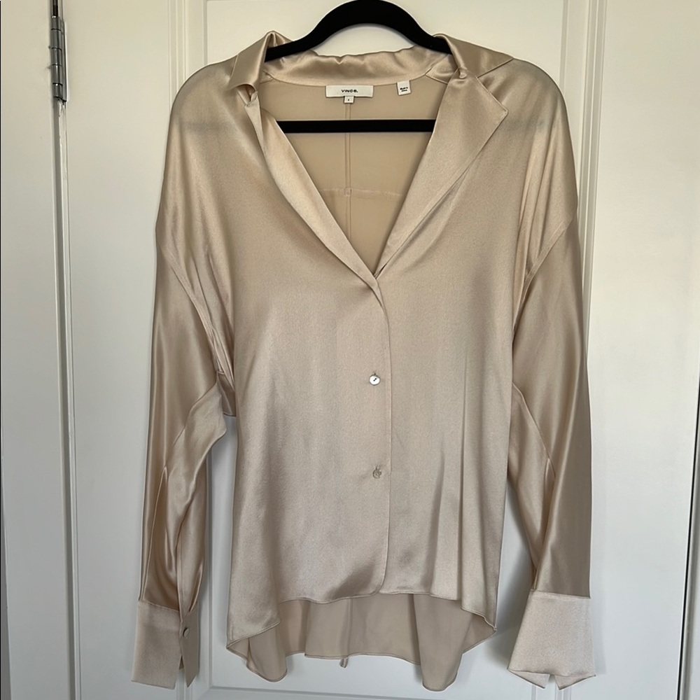 Vince Cream Tie-back 100% Silk Blouse